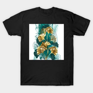 Branch with Golden Leaves Ginko Biloba T-Shirt